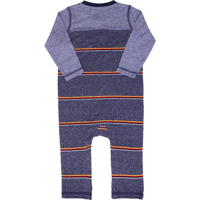 Adrian Striped Henley Romper, True Navy - Rompers - 2