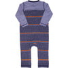 Adrian Striped Henley Romper, True Navy - Rompers - 2