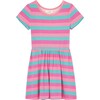 Stripe Short Sleeve Dress, Pink - Dresses - 1 - thumbnail
