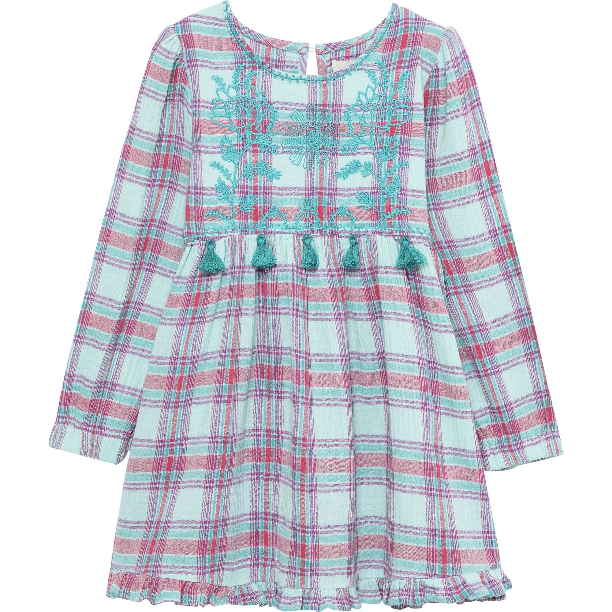 Gauze Sunflower Dress, Plaid - Dresses - 1