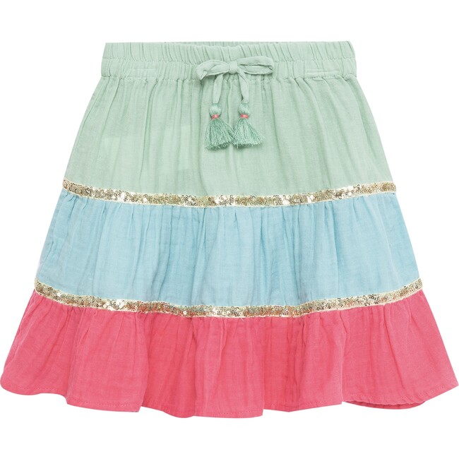 Sequin Colorblocked Skirt, Multi