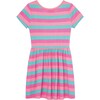 Stripe Short Sleeve Dress, Pink - Dresses - 2 - thumbnail