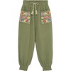 Embroidered Gauze Joggers, Olive - Pants - 1 - thumbnail