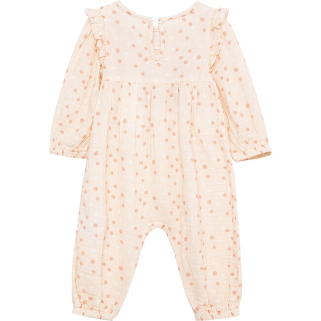 Dots & Embroidery Gauze Coverall, Pink