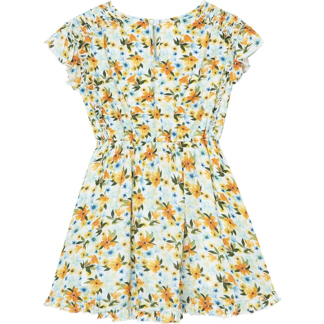 Crinkled Floral Dress, Yellow