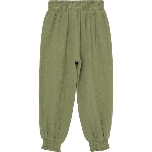Embroidered Gauze Joggers, Olive