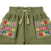 Embroidered Gauze Joggers, Olive - Pants - 3