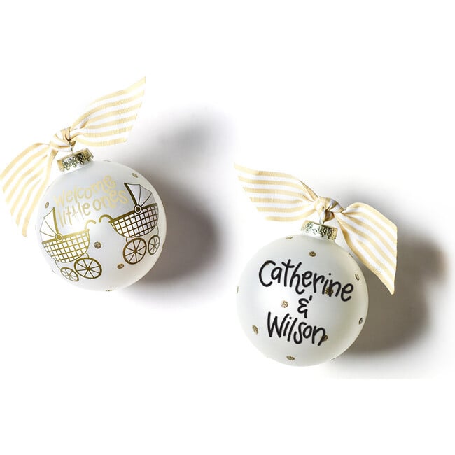 Welcome Little Ones Glass Ornament, White - Ornaments - 2