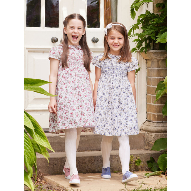 Arabella Rose Smocked Dress, Blue Rose Floral - Dresses - 5