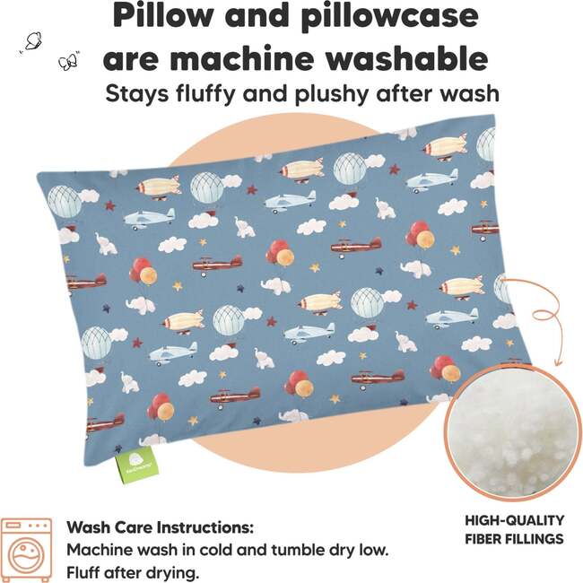 Toddler Pillow with Pillowcase, Up & Away - Pillows - 4