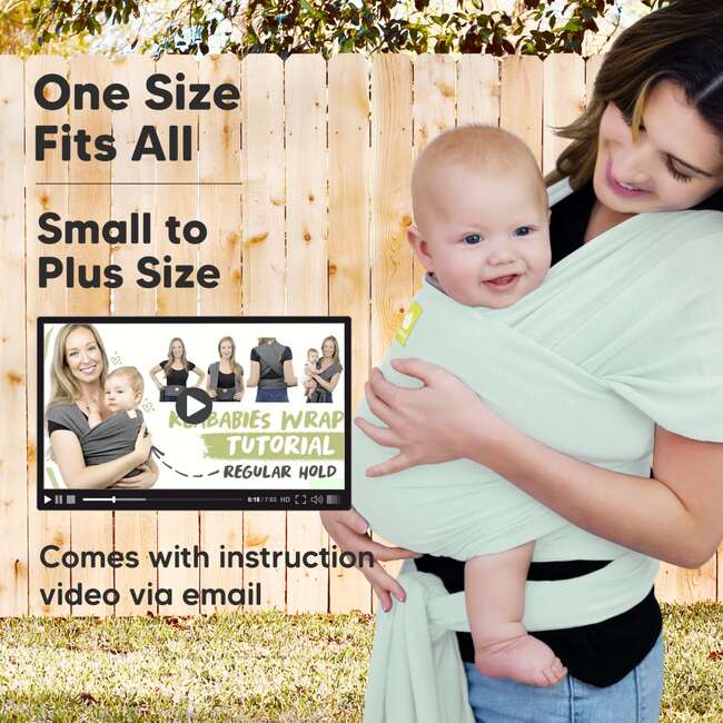 Baby Wrap Carrier, Light Mint - Carriers - 4