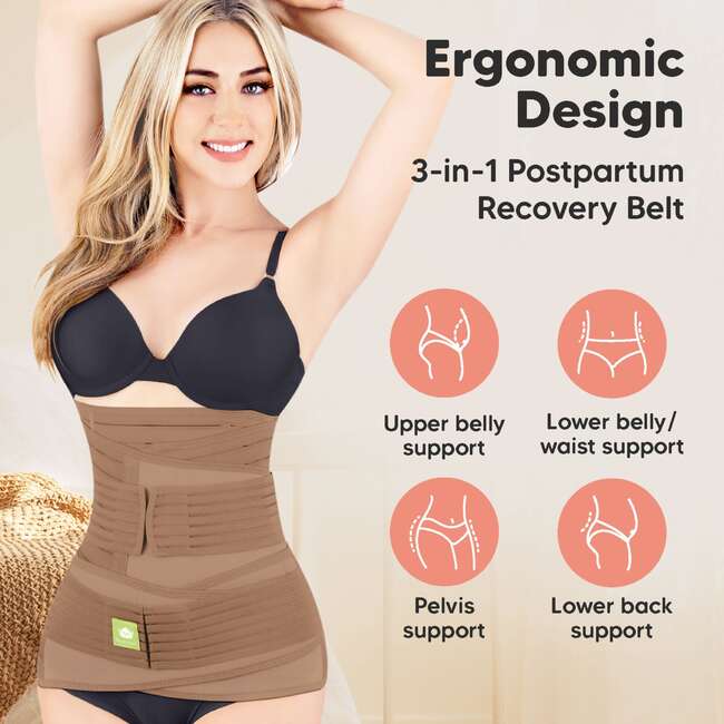 Women's Revive 3-in-1 Postpartum Recovery Support Belt, Warm Tan - Belts - 2