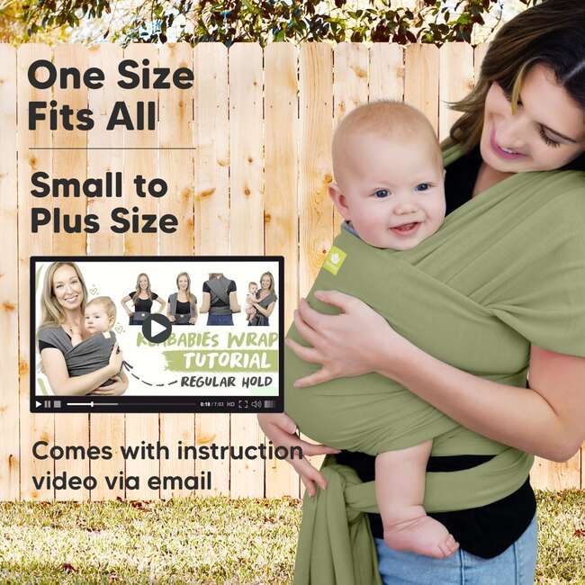 Baby Wrap Carrier, Dusty Olive - Carriers - 4