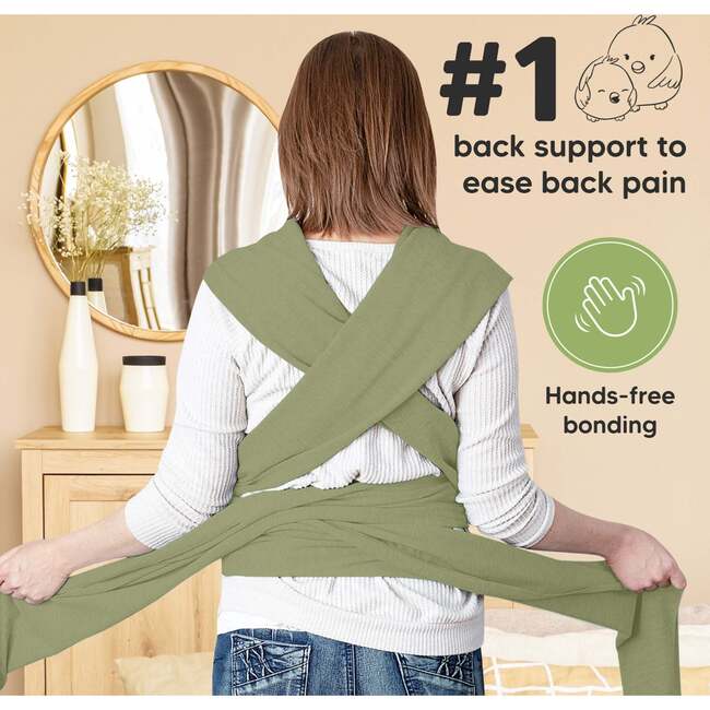 Baby Wrap Carrier, Dusty Olive - Carriers - 5