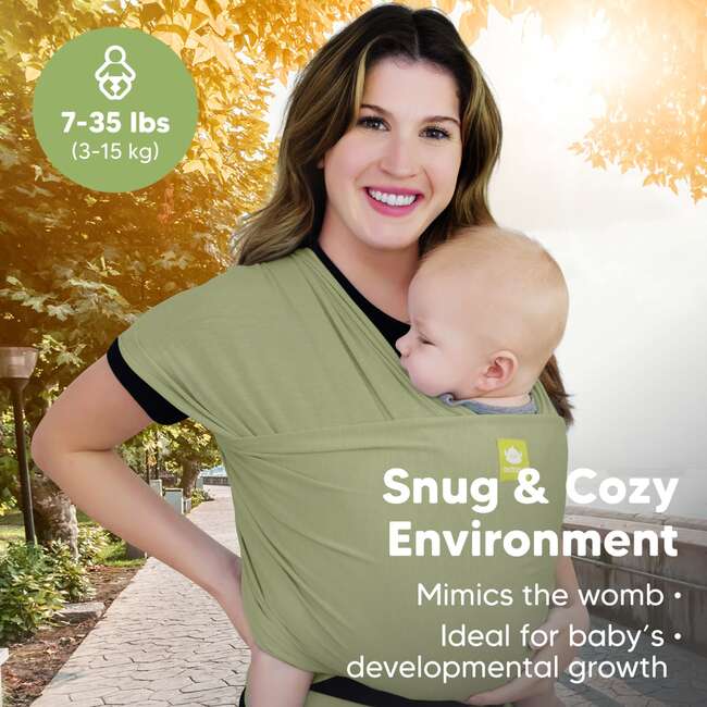 Baby Wrap Carrier, Dusty Olive - Carriers - 6