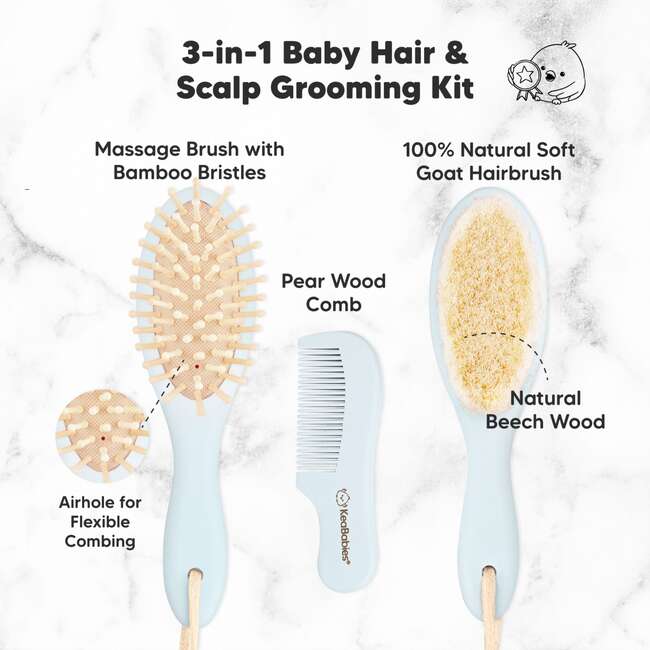 Baby Hair Brush and Comb Set, Frost