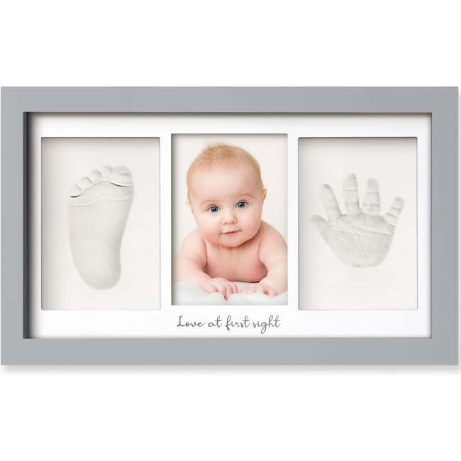 Baby Handprint & Footprint Keepsake Duo Frame, Cloud Grey