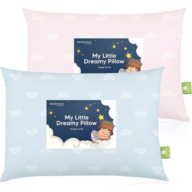 2-Pack Toddler Pillows for Sleeping 13X18, Pastel Rainbow