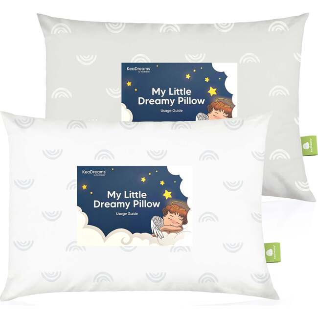 2-Pack Toddler Pillows for Sleeping 13X18, Gray Rainbow