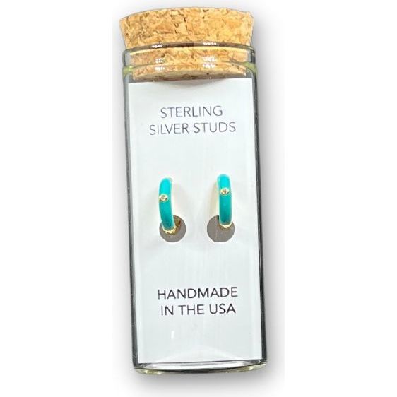 Sterling Silver Small Hoop Earrings In A Bottle, Blue