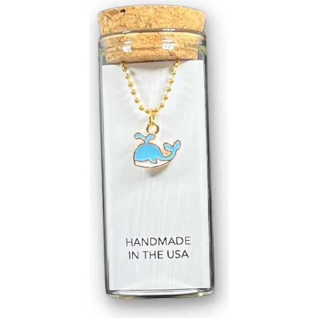 Whale Charm Necklace, Blue