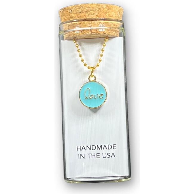Round Love Charming Necklace In A Bottle, Blue