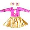 Super Hero Lightning Bolt Costume Set - Pink & Gold Long Sleeve - Costumes - 1 - thumbnail