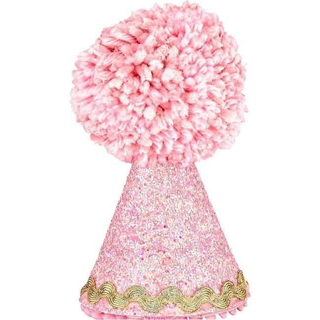 Glitter Fabric Birthdy Party Hat, Pink-Medium
