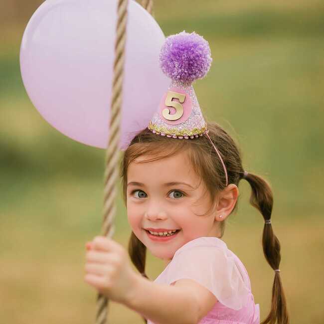 Glitter Fabric Birthday Party Hat, Lilac/Pink - Medium