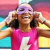 Super Hero Lightning Bolt Costume Set - Pink & Gold Sleeveless - Costumes - 3