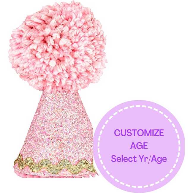 Glitter Fabric Birthdy Party Hat, Pink-Medium - Costumes - 4