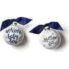 Welcome Baby Boy Gingham Glass Ornament - Ornaments - 2