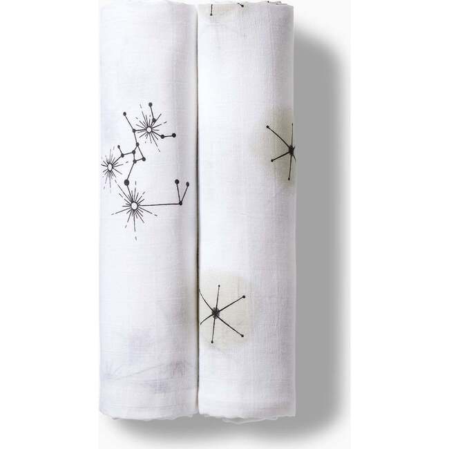 Swaddle Blanket 2PK  Constellation & Star Dust, White - Swaddles - 4