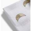 Organic Cotton Muslin Swaddle Blanket, Moons White - Swaddles - 4