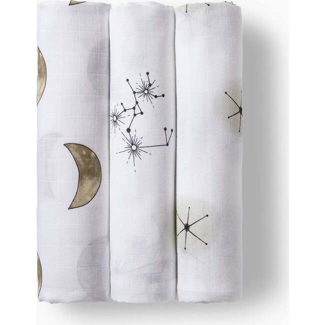 Swaddle Blanket 3PK  Moon, Star Dust, Constellation White - Swaddles - 5