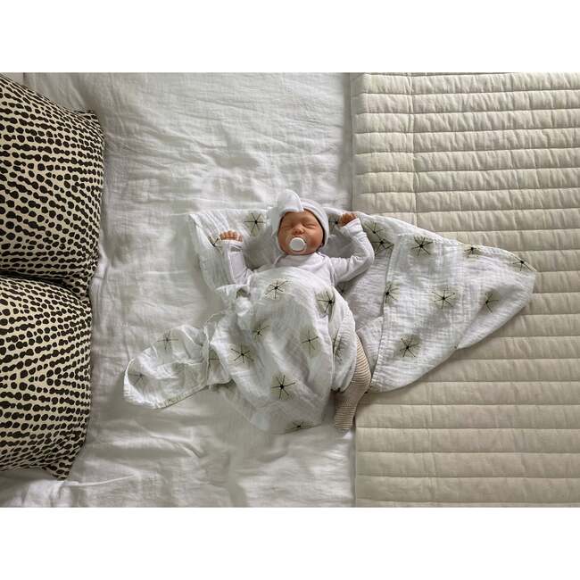 Organic Cotton Muslin Swaddle Blanket, Stardust White - Swaddles - 5