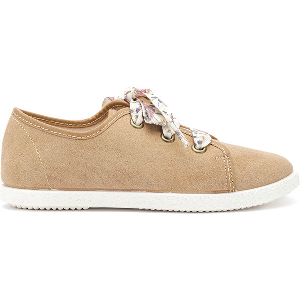 Floral Laced Sneakers, Camel - Sneakers - 1
