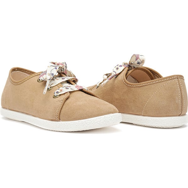 Floral Laced Sneakers, Camel - Sneakers - 2