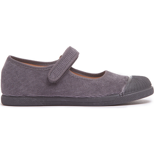 Corduroy Mary Jane Captoe Sneakers, Grey - Sneakers - 1