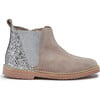 Glitter & Suede Chelsea Boots, Taupe - Boots - 1 - thumbnail