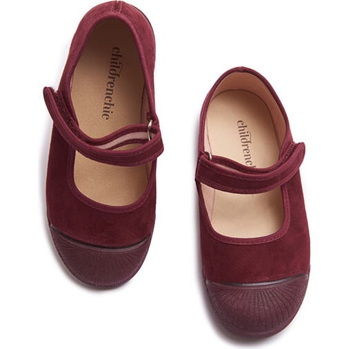 Suede Mary Jane Captoe Sneakers, Burgundy - Sneakers - 5