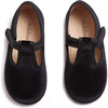 Velvet T-band Shoes, Black - Mary Janes - 4