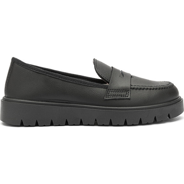 School Treated Leather Loafers, Black - Loafers - 1