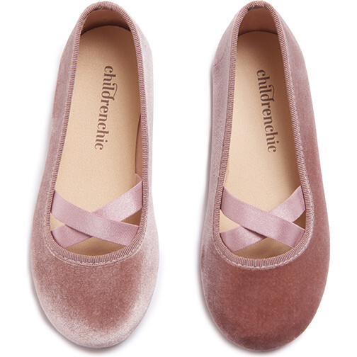 Velvet Criss-Cross Ballet Flats, Rose - Flats - 4