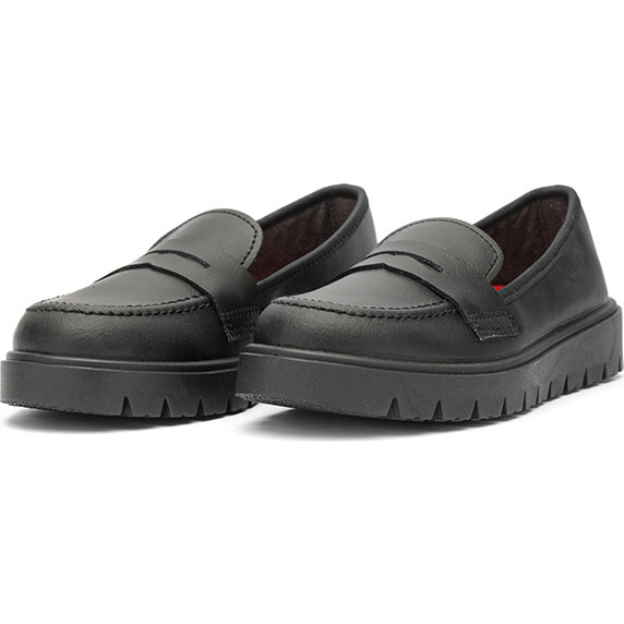 School Treated Leather Loafers, Black - Loafers - 7