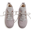 Faux-Fur Suede Lace-Up Sneaker Booties, Grey - Sneakers - 3 - thumbnail