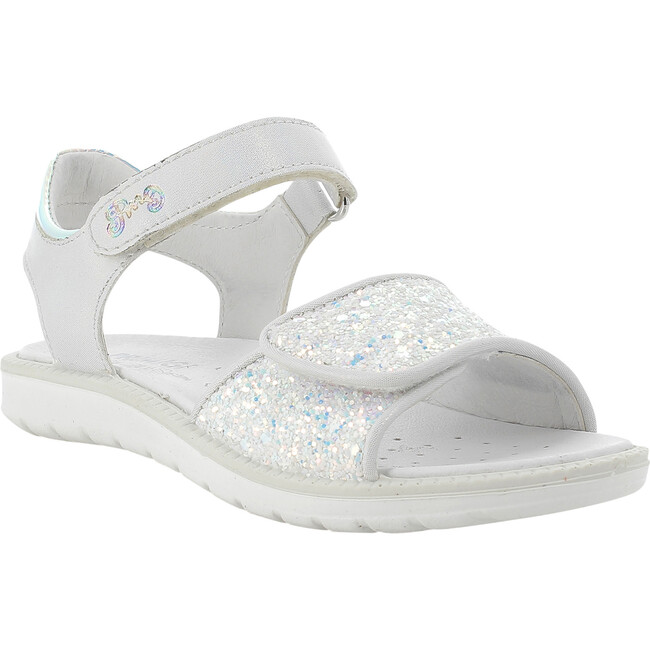 Open Toe Sandal, White Glitter - Sandals - 1