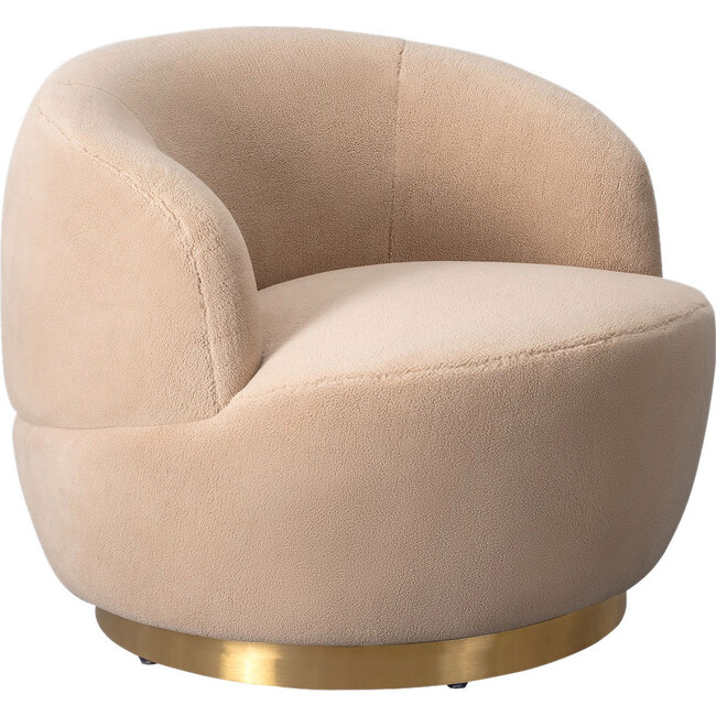 Flynn Faux Lamb Wool Swivel Chair, Tan - Nursery Chairs - 1