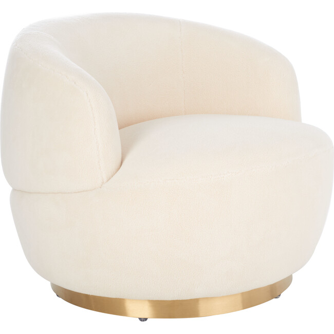 Flynn Faux Lamb Wool Swivel Chair, White