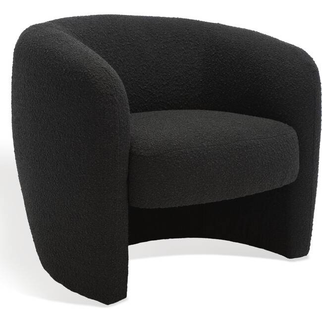 Everly Boucle Barrel Back Accent Chair, Black